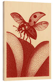 Holzbild Marienkäfer landet auf Blatt - Gradient Grooves