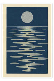 Wandbild Vollmond auf dem Ozean - Gradient Grooves