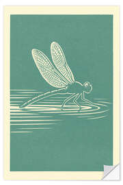 Wandsticker Libelle, die über Wasser gleitet