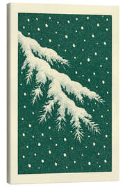 Leinwandbild Schneebedeckter immergrüner Zweig - Gradient Grooves