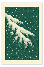 Poster Schneebedeckter immergrüner Zweig - Gradient Grooves