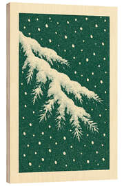 Holzbild Schneebedeckter immergrüner Zweig - Gradient Grooves