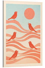 Tableau en aluminium Sunrise Songbirds on Waves - Gradient Grooves