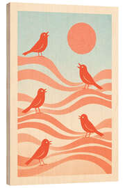 Holzbild Singvögel bei Sonnenaufgang - Gradient Grooves