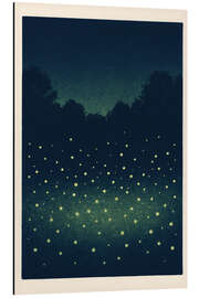 Aluminium print Firefly Meadow Nightscape - Gradient Grooves