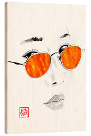 Holzbild Orangefarbene Brille - Péchane