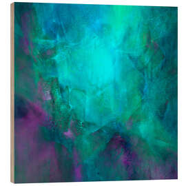 Holzbild Tiefblau und Grün - Annette Schmucker