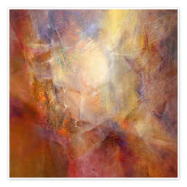 Wandbild Schwebende Formen - Orange, Lila und Gold - Annette Schmucker