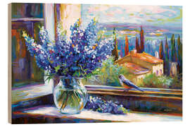 Holzbild Bluebonnets mit Blick auf die Landschaft