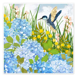 Poster Kolibri im Sommergarten