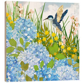 Holzbild Kolibri im Sommergarten