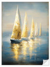 Wandsticker Goldene Segelboote