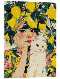 Acrylglasbild Sommerportrait mit Katze