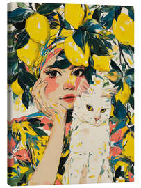 Leinwandbild Sommerportrait mit Katze