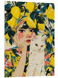 Hartschaumbild Sommerportrait mit Katze