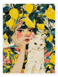 Poster Sommerportrait mit Katze
