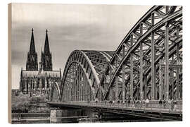 Holzbild Kölner Dom und Hohenzollern Brücke - HADYPHOTO