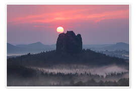Wandbild Abendrot im Elbsandsteingebirge, Sächsische Schweiz - Tobias Richter