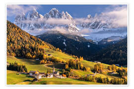 Wandbild Herbst im Villnößtal Südtirol - Achim Thomae