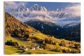 Holzbild Herbst im Villnößtal Südtirol - Achim Thomae
