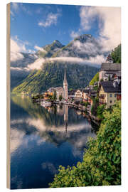 Holzbild Sommermorgen in Hallstatt im Salzkammergut