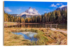 Holzbild Drei Zinnen Panorama, Dolomiten - Achim Thomae