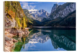 Holzbild Dachsteinblick am Gosausee im Salzkammergut - Achim Thomae