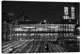 Leinwandbild Hauptbahnhof München und Frauenkirche - Achim Thomae