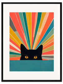 Gerahmter Kunstdruck Retro-Schwarze Katze
