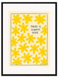 Gerahmter Kunstdruck Gelbe Blumen mit hoffnungsvoller Botschaft