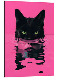 Alubild Katzenfrau in rosa Wasser - nobelart