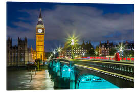 Acrylglasbild Big Ben und die Westminster Bridge bei Nacht - Melanie Viola