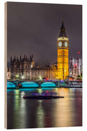 Holzbild Nächtlicher Blick auf Big Ben - Melanie Viola