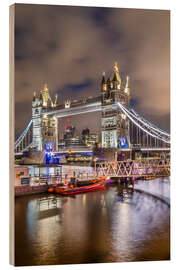 Holzbild London Tower Bridge im Abendlicht