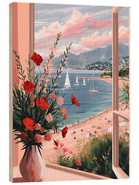 Holzbild Urlaubsimpressionen am Fenster