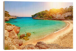 Holzbild Bucht von Cala Llombards auf Mallorca - pixelliebe
