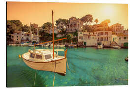 Aluminium print Boat in the village of Cala Figuera on Mallorca at sunset