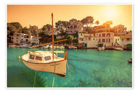 Wandbild Boot im Fischerdorf Cala Figuera auf Mallorca - pixelliebe