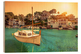 Holzbild Boot im Fischerdorf Cala Figuera auf Mallorca - pixelliebe