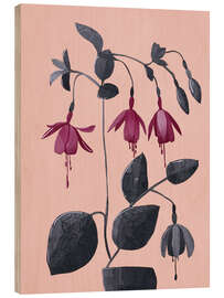 Holzbild Fuchsia Botanische Zeichnung - Branka Kodžoman