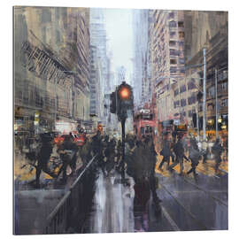 Gallery Print Straßenszene vor einer Tramhaltestelle in Hong Kong