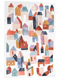 Acrylglasbild Dorfhäuser aus Terrakotta - Ninola Design