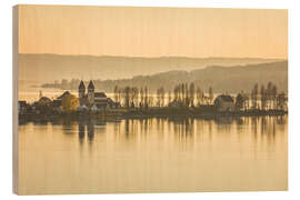 Cuadro de madera Island of Reichenau in the evening light, Lake of Constance - Christian Müringer