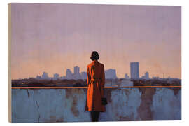 Holzbild Skyline der Stadt