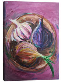 Leinwandbild Knoblauch und Zwiebeln - Dawn Underwood