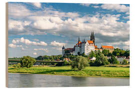 Holzbild Stadt Meißen und die Elbe, Sachsen - Peter Schickert