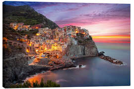 Leinwandbild Manarola, Cinque Terre, Ligurien, Italien, Europa - pixelliebe