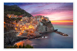 Wandbild Manarola, Cinque Terre, Ligurien, Italien, Europa - pixelliebe