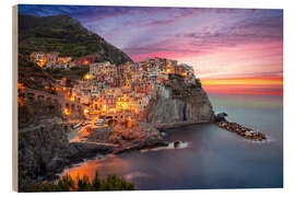 Holzbild Manarola, Cinque Terre, Ligurien, Italien, Europa - pixelliebe