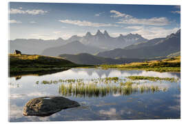 Acrylglasbild Bergsee mit Spiegelung in den Alpen im Sommer, Frankreich - Tobias Richter
